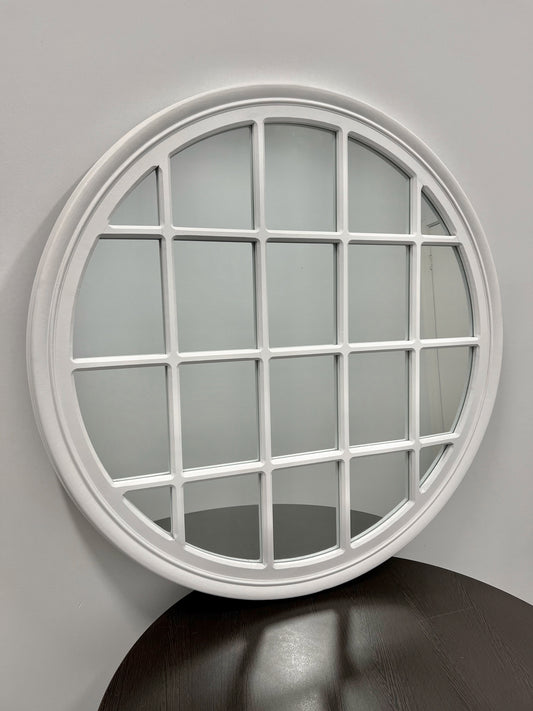 Coastal White Round Mirror