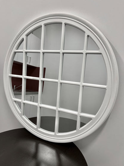 Coastal White Round Mirror