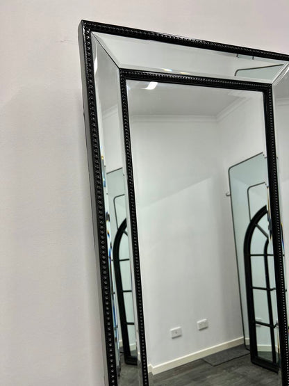 Classic Beaded Black Free Standing Mirror