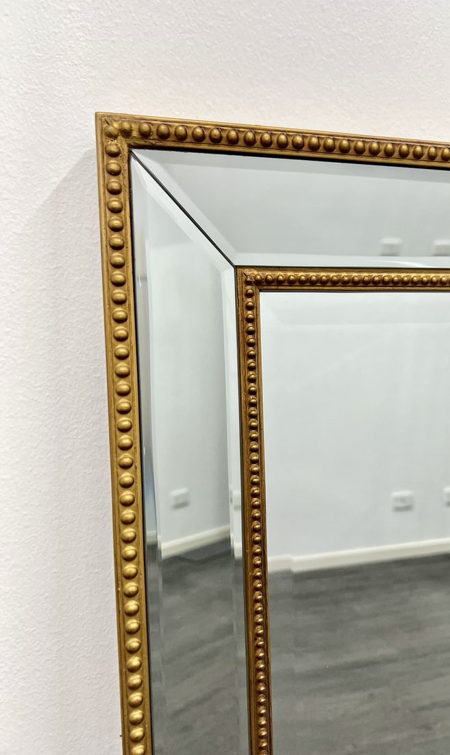 Classic Beaded Gold Framed Rectangle Mirror