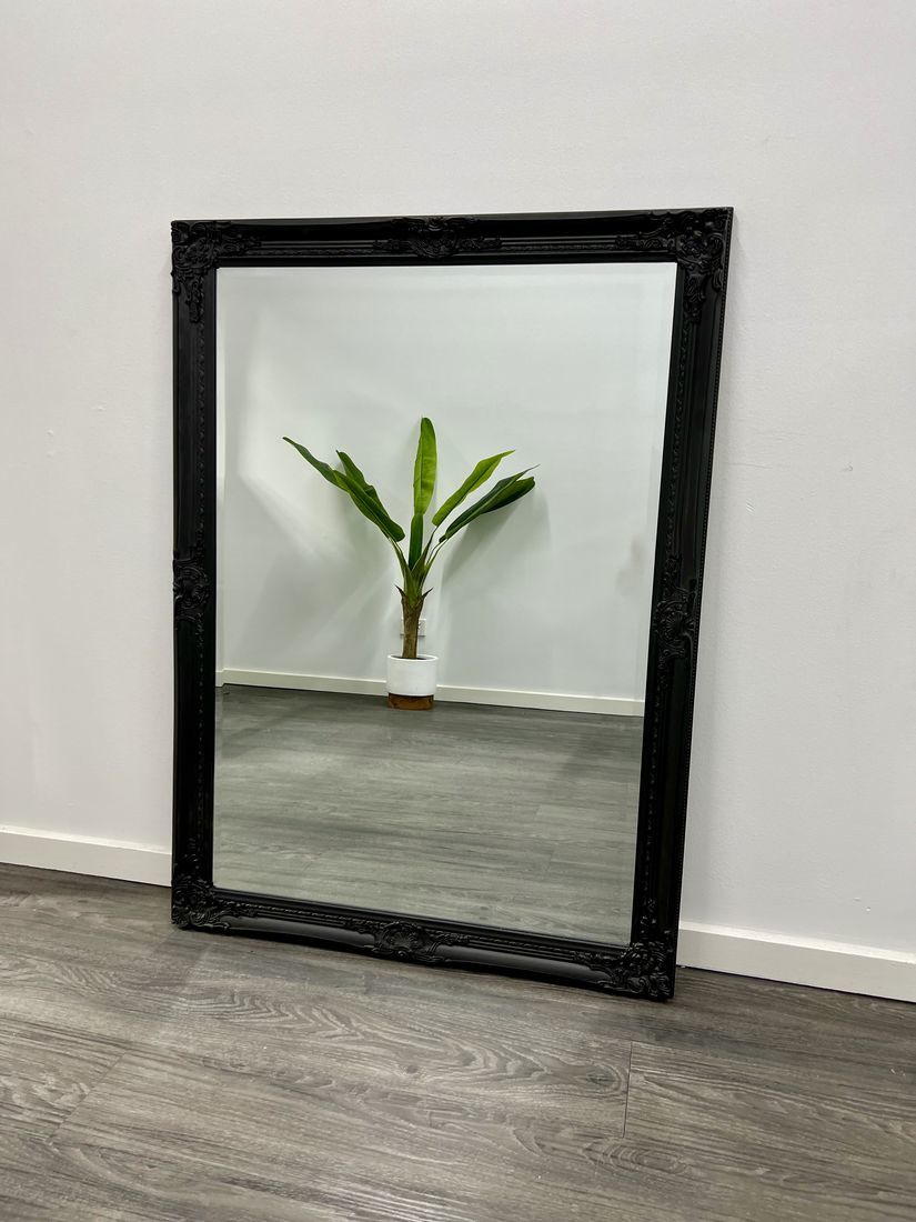 Elegant Provincial Black Rectangle Mirror