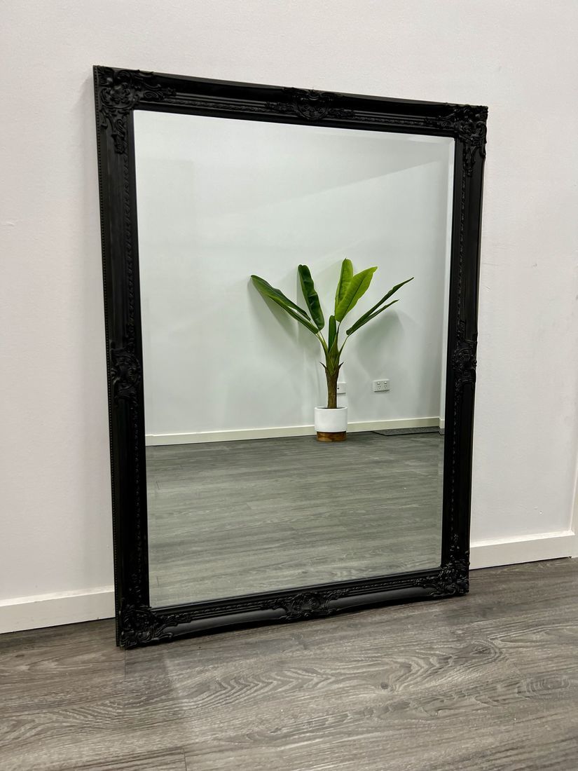 Elegant Provincial Black Rectangle Mirror